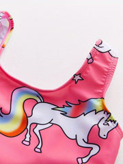 Girls Unicorn Print One Piece Tankini Swimsuit