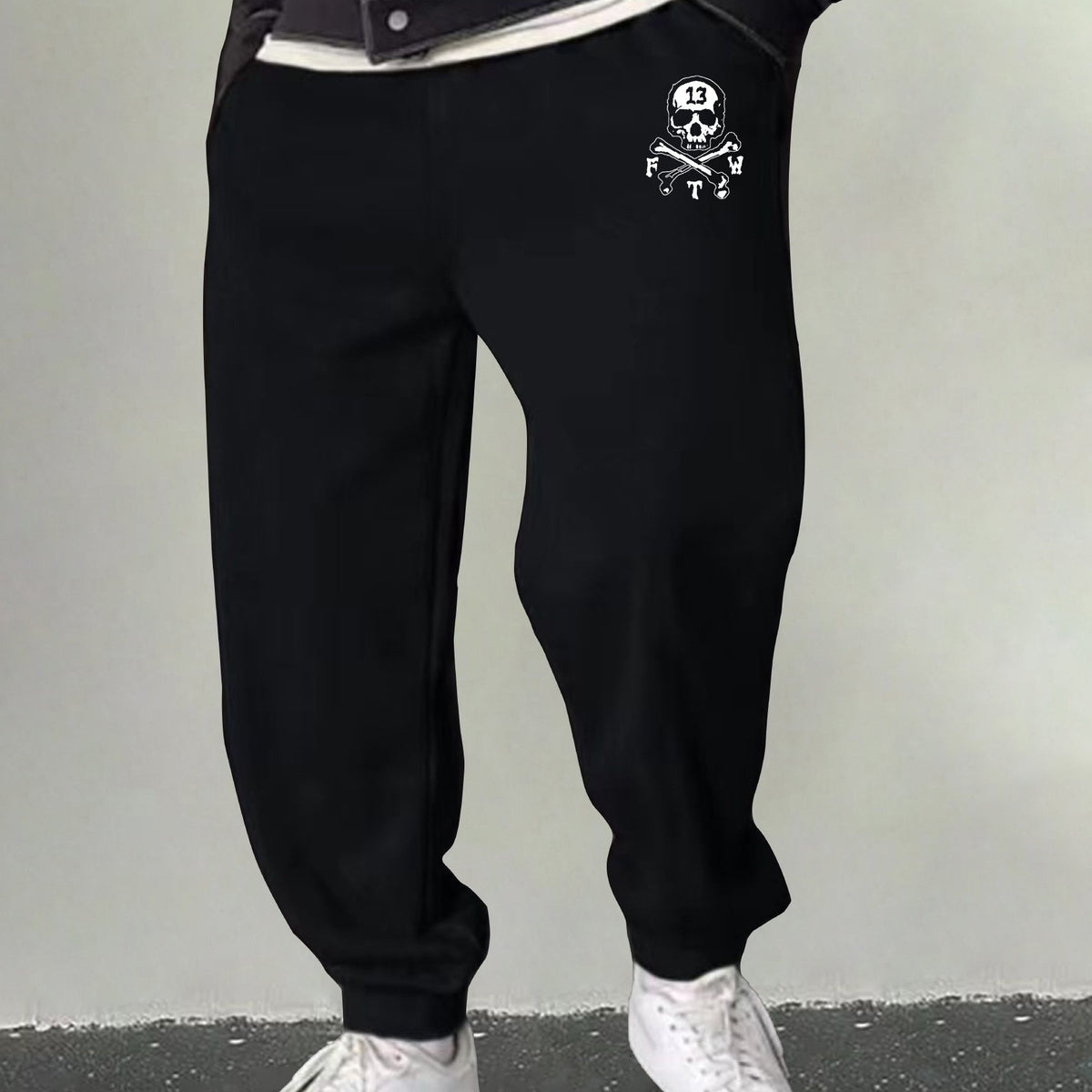 Men's Skull & Bone Print Joggers Casual Breathable Sweatpants