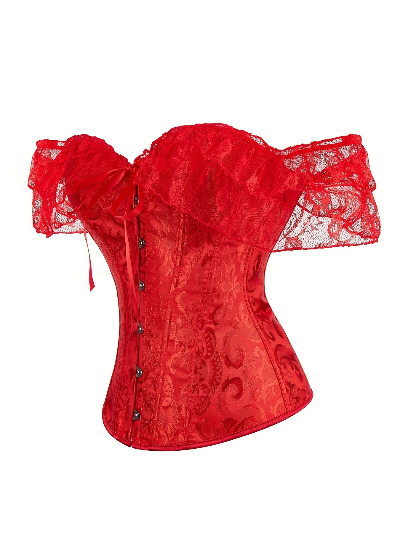 Off Shoulder Lace Floral Underbust Corset Tops