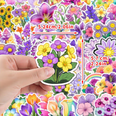 50pcs Flower Graffiti Vinyl Stickers Reusable Decals Mixed Colors PVC Material