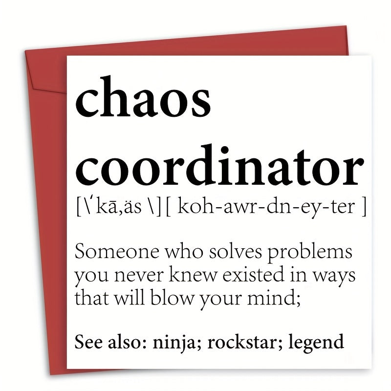 Funny Birthday Card Chaos Coordinator Definition Card For Women Men