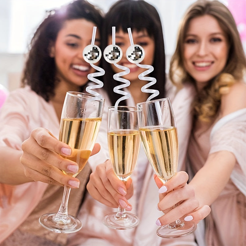 6pcs Disco Ball Straws Mirror Ball Decorations