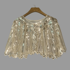 Sequin Beaded Embroidery Shawl Vintage Flapper Cape Mesh Dress Shawl