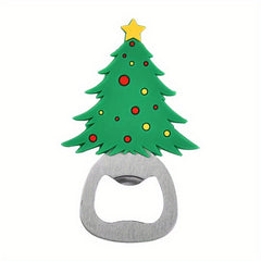 4pcs Xmas Tree Beer Bottle Opener Stainless Steel Multi-Function Silicone Grip