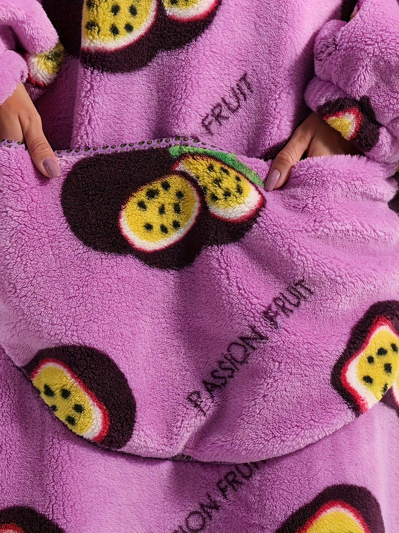 Sherpa Fleece Oversized Hooded TV Blanket Women's Passion Fruit Nightgown