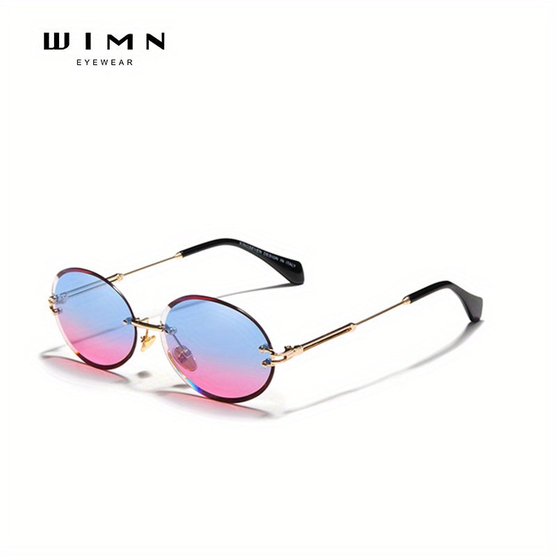 WIMN Oval Sunglasses Men Rimless Men Sun Glasses Vintage Alloy Frame
