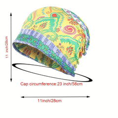 Flower Print Beanie Turban Chemo Cap Lightweight Skull Hat