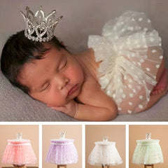 Princess Girls Tutu Skirts & Crowns Outfit for Newborn Photography