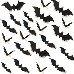 12pcs Halloween Bat Stickers 3D Bat Decorative Stickers Party Decoration