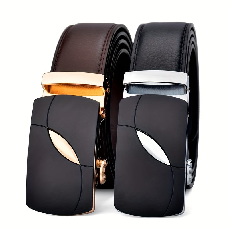 Men's Leather Belt Automatic Buckle Business Waist Strap