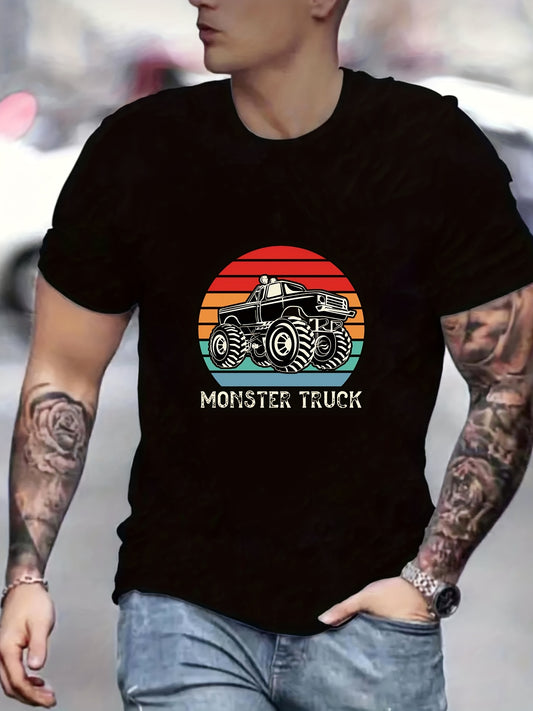 Monster Truck Men's Graphic Crew Neck T-shirt for Summer