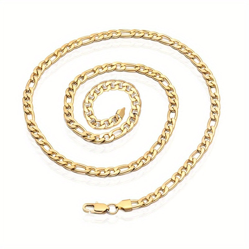 Golden Titanium Steel Chain Necklace Hip Hop Jewelry