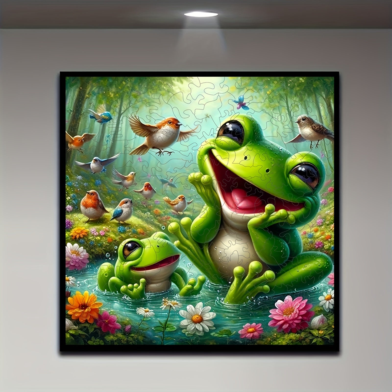 Big Eyed Frog Jigsaw Puzzle Challenging Irregular Wooden Puzzle