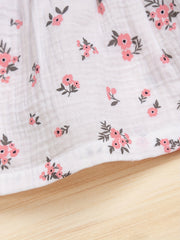 Cotton Bow Flutter Sleeve Floral Baby Dress