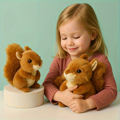 Soft Plush Squirrel Stuffed Animal Toy with Fluffy Fur and Expressive Eyes