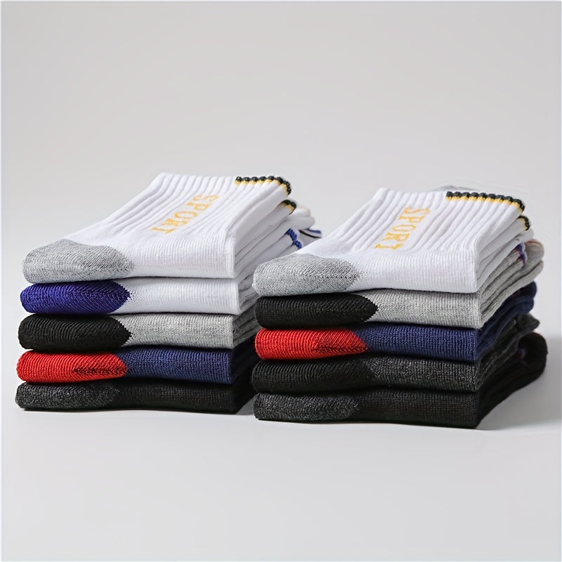 10 Pairs Letter Print Sports Socks Breathable Crew Socks Women's Stockings