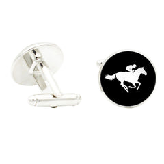 Love Ride Horse Photo Glass Gem Cufflinks Men Suit Rhodium Plated