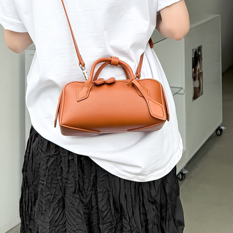 Women's Large Capacity Handbag with Vintage Style Zip Closure