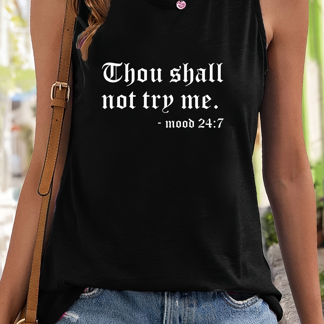 Print Sleeveless Sports Vest Round Neck Casual Tops