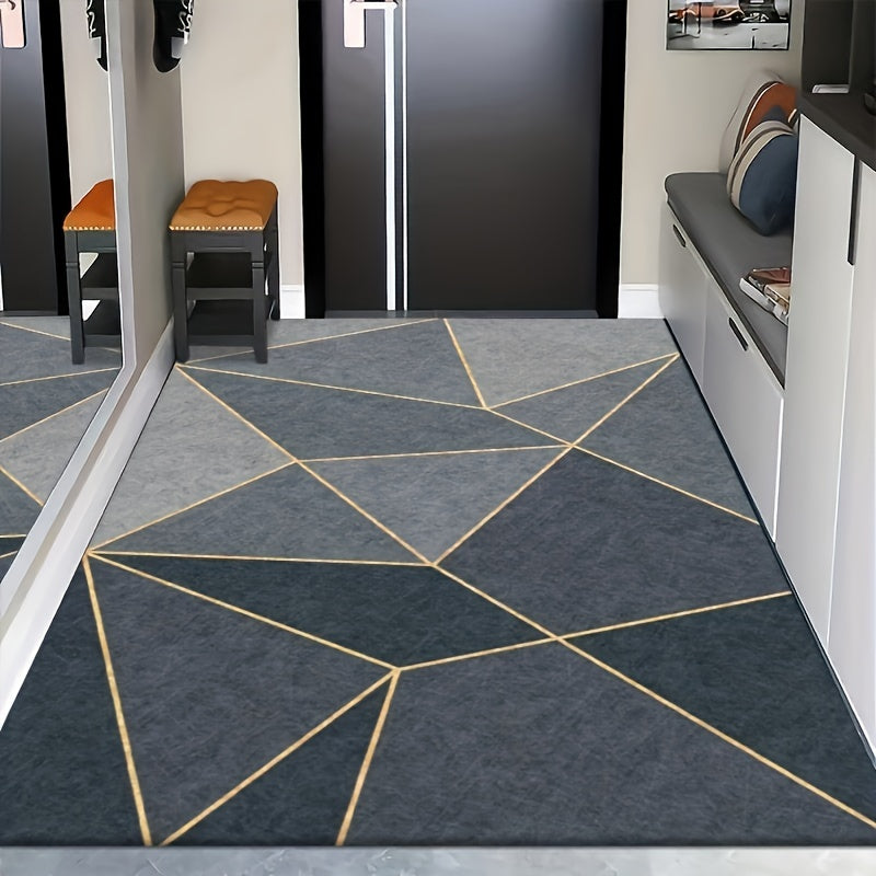 Geometric Pattern Indoor Mat Crystal Velvet Area Rug Non-slip Washable Large Rug