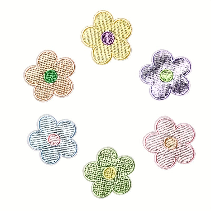 6pcs Flower Embroidered Patches Men Sew On Repair Patch DIY Crafts Clothing
