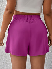 Women's Plus Solid High Rise Cargo Shorts Loose Fit
