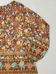  Ditsy Print Long Sleeve V Neck Top