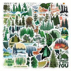 50pcs Green Forest Stickers Healing Waterproof Stickers