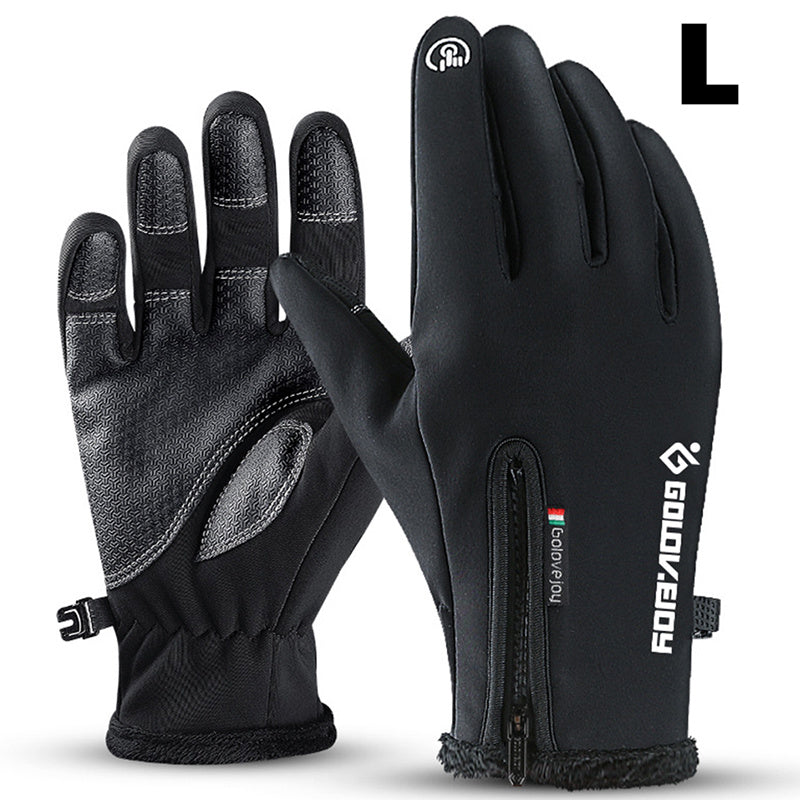Men's Winter Warming Biker Gloves Windproof Touch Screen Zipper Ski Gloves