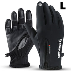 Men's Winter Warming Biker Gloves Windproof Touch Screen Zipper Ski Gloves