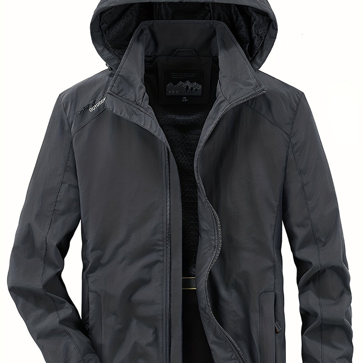 Men's Lightweight Hooded Windbreaker Jacket Zipper Coat