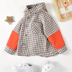 Boys Block Plaid Button Down Jacket Shirt, 3-10 Years Old