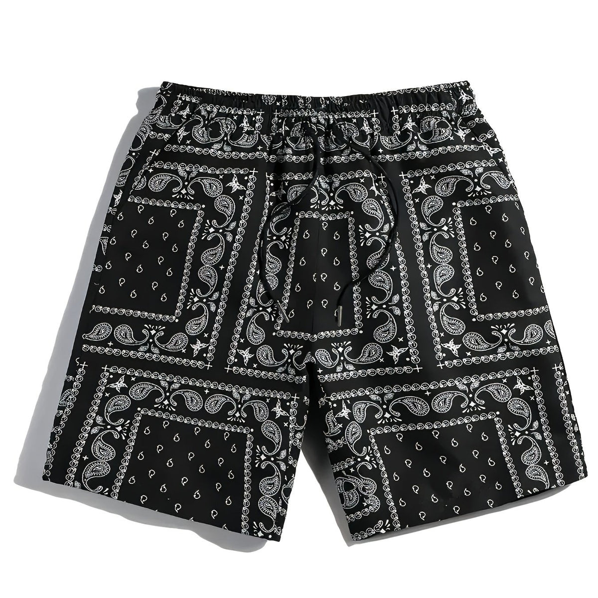 Retro Pattern Print Men's Breathable Shorts with Side Pockets