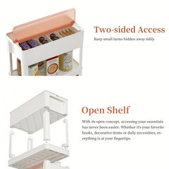 3 Tier Slim Storage Rolling Cart With Wheels Snack Storage Cabinet Utility Cart