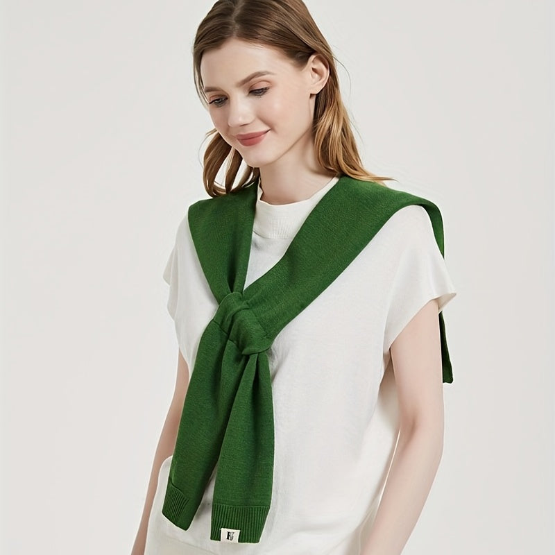 Casual Knitted Shawl Spring & Summer Solid Wrap Windproof Cape Dress Top