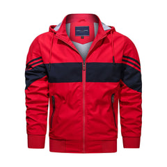 Men's Casual Striped Print Hooded Jacket