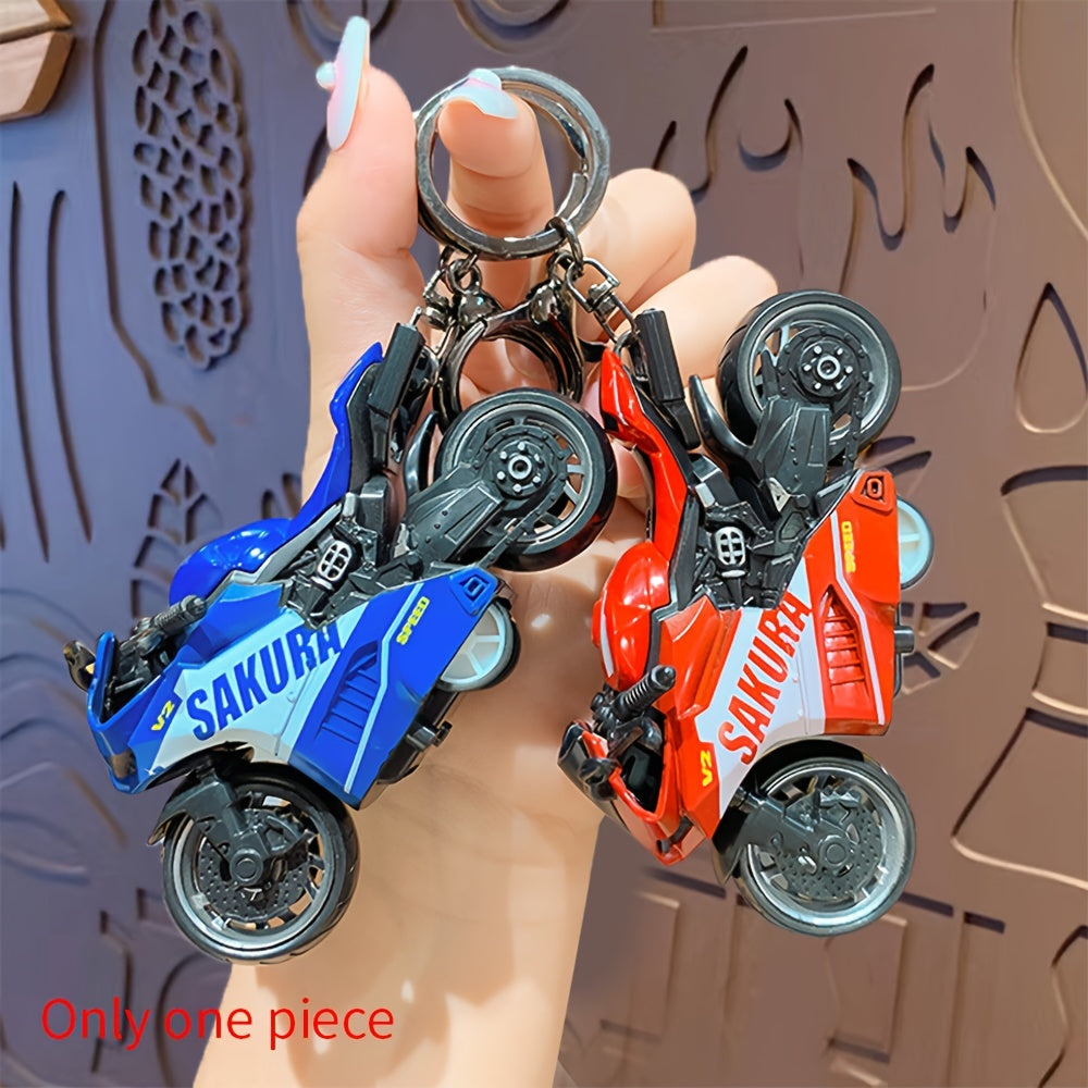 Cartoon Mini Motorcycle Key Chain School Bag Backpack Wallet Pendant Gift