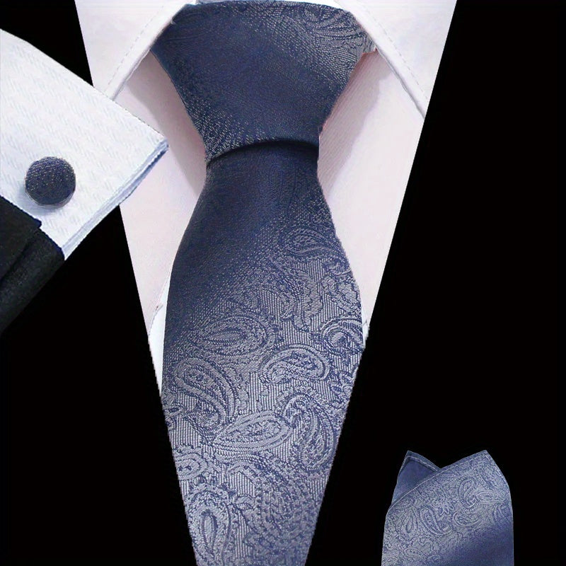 3pcs Men's Tie Set Floral Necktie Handkerchief Clip Set