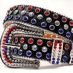 Sparkling Rhinestone Hip Hop PU Leather Cowgirl Belt