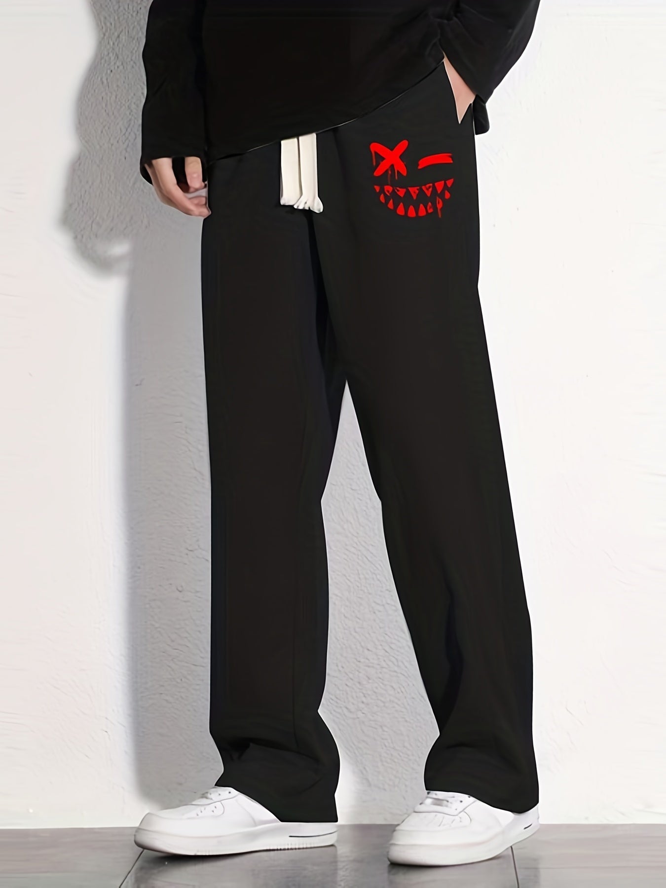 Men's Loose Fit Mopping Pants Casual Drawstring Joggers