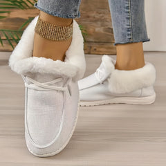 Women's Faux Fur Lined Board Shoes Warm Non-slip Walking Shoes