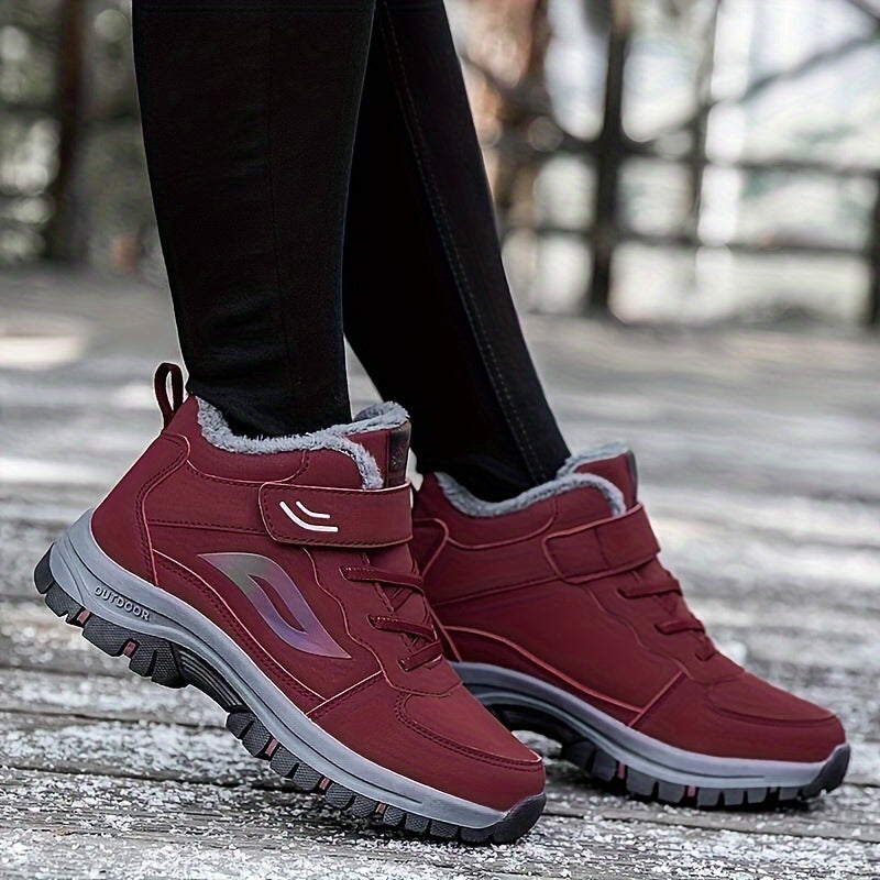 Outdoor Hiking Boots Hook & Loop Fastener Lace-up Thermal Sports Shoes