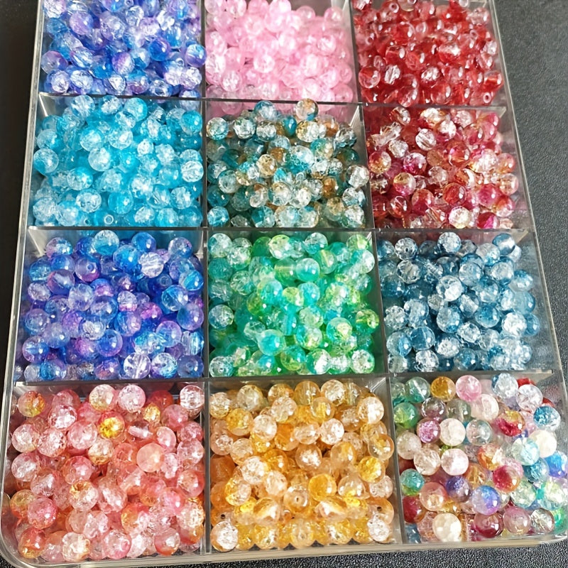 50pcs Crystal Glass Gradient Crack Beads for DIY Jewelry Making