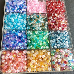 50pcs Crystal Glass Gradient Crack Beads for DIY Jewelry Making