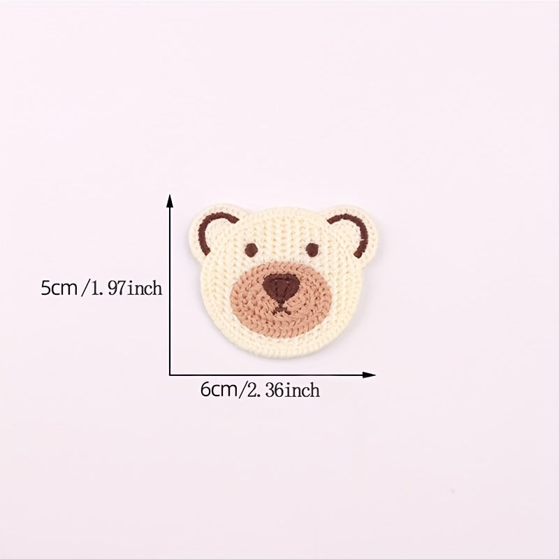 10pcs Colorful Bear Head Embroidery Patch DIY Clothing Accessories