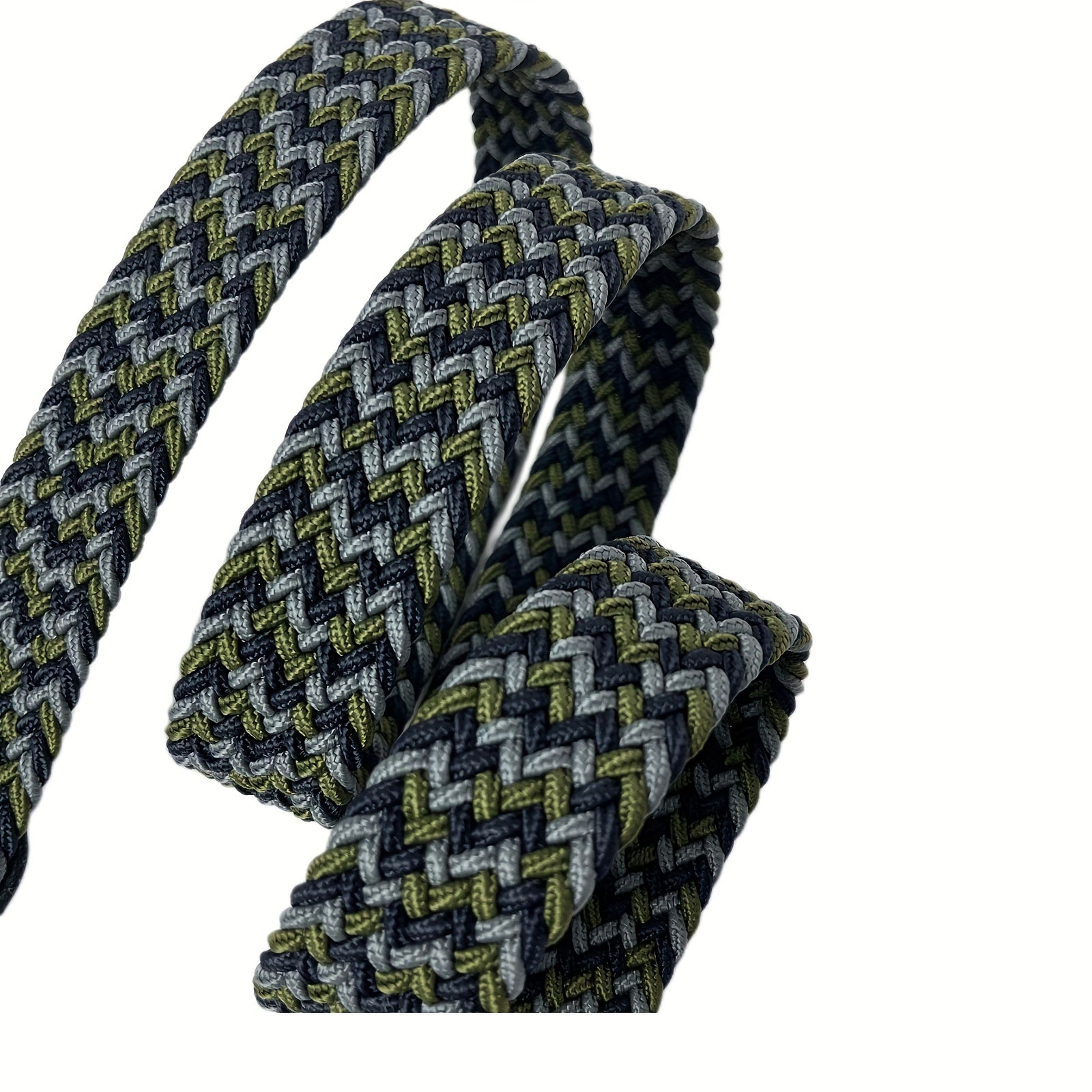 Men's Casual Army Green Square Plaited Belt