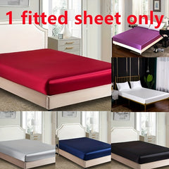 Luxuriously Soft Satin Fitted Sheet for Bedroom & Guest Room