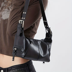 Solid Baguette Shoulder Bag All Match Zipper Bag