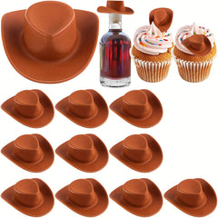 10pcs Mini Western Cowboy Hat Plastic Doll Hats Cowboy Cowgirl Hat