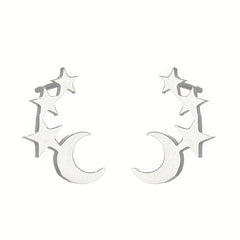 Men's Stainless Steel Stars & Moon Pattern Earrings